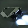 Loupes, Förstoringsmedel Smycken Verktyg Utrustning 8 Lens 10x 15x 20x 25x Spectacles Eye Glasses LED Lampa Förstoringsglas Loupe Smycken Håll klockan