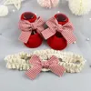 Socks & Hosiery 2Pcs Headband Set Baby Infant Anti Slip Cute Heart Striped Red Bow Christmas Shower Gift277v