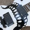 Chitarra elettrica con tastiera in palissandro, hardware nero, teschio bianco, 2 pezzi di pickup EMG, chitarra con corpo in mogano massiccio