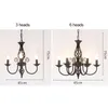 Vintage American European classic E14 LED candle lamp chandelier 3 6 arms hanging chain black Iron Pendant lamp light Fixture