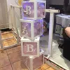 Dekoracja imprezy Baby Shower Box wypełnione Ballon Az Letters Tłokę Płeć Odsłaniaj roczny dekoracje urodzin dla dzieci Boygirl 1st B2138814