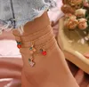 4pcs / 세트 여성 Anklets 체인 과일 패턴 비치 Anklets 맨발 샌들 발 체인 다리 팔찌 발 팔찌 발목 체인 발 보석