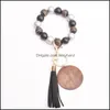 خرز ، أساور الأساور المجوهرات Colorf Wooden Bead Bead Cheychain Fashion Personaled Tassel Bracelet Ring For Women 17 Colors GWE11312 DRO