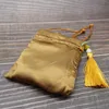 Mini nœud chinois fin avec pompon, pochette d'emballage de bijoux, sachet de brocart de soie ancienne, sacs cadeaux en tissu satiné, porte-monnaie, taille 8x8 cm