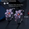 CWWZircons Chic Black Gold Color Purple Cubic Zirconia Crystal Round Big Dangle Drop Flower Charms Hoop Earrings for Women CZ820 210625