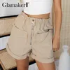 Glamaker Office ladies casual pocket shorts Fashion loose A-line elegant short pants Summer spring women shorts 210611