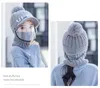 Winter Scarf Warm Full Face Woolen Hat Knitted Ear Protection Reathable Wool Bike Riding Mask Transparen Cycling Caps & Masks