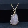 Irregular Natural stone necklace Stainless steel chain Crystal Wire amethyst Quartz Agate Gemstone pendant women necklaces fashion jewelry will and sandy gift