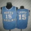 Vince Carter UNC-Trikot, North Carolina #15 Vince Carter blau-weiß genähte NCAA-College-Basketball-Trikots, gestickte Logos-Trikots, 100 % genäht