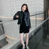 Aelegantmis Women Short Loose PU Faux Leather Jacket Classic Black Soft Moto Biker Lady Basic Coat Plus Size Outwear 210607