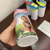 12oz Sublimation Bounce Cups Tumblers Kids Straight 6 colors Glossy cup Coffee Mugs Stainless Steel Double Wall Insulated Portable Water Bottles Z11