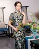 Kadınlar Etnik Giyim Klasik Cheongsam Vintage Düğme Geleneksel Çince Seksi Ince Uzun Akşam elbise Sonbahar Vestidos Mandarin Yaka Qipao