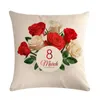 Cushion/Decorative Pillow Romantic Red Rose Patterned Pillowcase Suitable For Girls Home Decoration Sofa Cushion Cover Square Soft