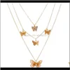 Colliers Pendentifs Drop Delivery Creative Rétro Alliage Papillon Collier Pour Femmes Mode Exagéré Métal Cristal Multicouche 2021 Jewelr