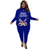 Plus Size Tracksuits Zjfzml ZZ Mulheres Roupas 2 Piece Set Carta de Natal Imprimir Sweater de Manga Longa Sweater Top Lápis Calça Gota Atacado