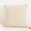 Poduszka pokrywa 100% bawełniana lniana makrama ręcznie tkana poduszka poduszki geometrii w stylu bohemii poduszka dekoracja domu 4545 cm 210401