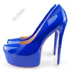 Olomm Hot Women Spring Pumps Patent Sexy Stiletto High Heels Round Toe Gorgeous Fuchsia Party Shoes Women US Plus Size 5-20