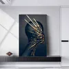 Black Woman Gold Abstract Painting Canvas Prints Portrait Posters Wall Art Pictures for Living Room Home Decoration