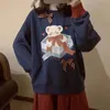 여성의 후드 스웨터 가을 일본어 곰 가와이 느슨한 O- 넥 패션 달콤한 세련된 탑 겨울 특대 y2k 의류 크리스마스 여성