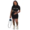 Yeni şanslı etiket yaz kadın eşofmanlar nakış mektupları kıyafetler kısa kollu t-shirt+şort iki parça set artı boyut S-2xl terlemeler gündelik siyah spor giyim 4897