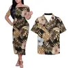 Lässige Kleider HYCOOL Großhandel Sommer für Frauen 2021 Tribal Print Samoan Off Schulter Kleid Polynesien Bodycon Passenden Männer Hemd