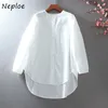 Neploe Mode 2 pièces Set Turtleneck Femmes Pull Simple O Cou Plus Taille Chemise Blanche Tops Coréen Chic Costume Femme Roupas 210423