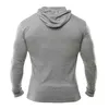 Maglietta sportiva con cappuccio Uomo Abbigliamento sportivo Magliette fitness Maglietta da corsa Manica lunga Maglietta da allenamento per palestra ad asciugatura rapida T200413286V