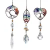 Collares colgantes 3 PCS Suncatcher hecho a mano Alambre envuelto Collar de piedra Adorno colgante con prisma de gota de cristal para el automóvil casero BMF8274c