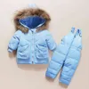 Enfants Down Down Coat Jacket + Jumpsuit Toddler Girl Boy Clothes Set Enfants Enfants Swows Swows Hiver Tapid Suit Baby Baby Sautpuises 1-4y 211203