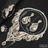 Oorbellen ketting Blachette luxe holle waterdrop sieraden sets voor vrouwen bruiloft Afrikaanse kubieke zirkoon Dubai bruids 4 stks mode