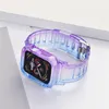 Transparent Straps Gradient Colour Integrated Watchcase Against Falling TPU Protective Replacement Bracelet Bands for Apple Watch iWatch 7 6