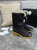 Designer Luxus HOHE Stiefel Gemischte Fasern Lammleder Kalbsleder Damen Schnee Winter Freizeitstiefel