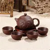 Clay Kung Fu Bule 150 ml Yixing Zisha Chinese Porseleinen thee + 3 Kopieën Cup Handgemaakte Dragon Ceramic Waterkoker 210813