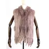 high quality Retail/wholesale Raccoon Dog Fur Collar Trim Women Knitted Natural Rabbit Fur Vest Gilet/waistcoat 210817