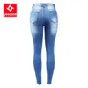 2222 Youaxon chegou Botão de tamanho da UE Fly Jean`s mais cintura alta stretchy denim skinny calça para as mulheres 210809