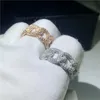 Luxury Cross Hip Hop Unique Brand Vintage Jewelry 925 Silver&Rose Gold Fill White Clear 5A Cubic Zirconia Party Women Wedding Ring