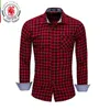 Fredd Marshall Camicia a quadri da uomo Camicia rossa da uomo Fashion Style 100% cotone a maniche lunghe Camicie casual Camisa Social FM170 210527