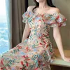 Broderie florale femme robe Slash cou sans bretelles élégante fête longues robes femme taille haute Maxi Vestidos printemps 210603
