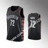 Print Heren Dames Kinderen Elke speler Kevin Durant 7 Kyrie Irving Deandre Dinwiddie 8 Levert 22 Claxton Harris Black Custom Basketball Jersey