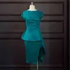 Verde Bodycon Party Dress Mulheres Manga Curta Slit Pacote Hip Peplum Data Vestidos Moda Escritório Senhoras Senhoras Vestidos Africanos Plus Size 210527