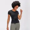 L-128 Top da donna fasciatura a farfalla in vita anteriore T-shirt da yoga sottile e versatile per il tempo libero Corsa fitness Camicie Abbigliamento da palestra