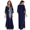 Borduurwerk kaftan strand tuniek katoen cover up saida de praia badpak vrouwen bikini cover pareo sarong slijtage # Q775 210420