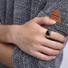 Mens Silver Rose Gold Rings Male Fashion Wedding Jewelry Square Black Vintage Jewelry Boho Gifts for Men