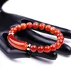 Arco in pietra naturale Occhio di tigre Nero Onice rosso Quarzo rosa Bracciale Moda Donna Uomo Braccialetti con ciondoli elasticizzati Gioielli