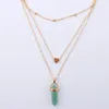 Fashion Opal Stone Hexagonal Column Quartz Necklaces for Women Natural Crystal Pendant Necklace Bohemian Statement Jewelry Gift