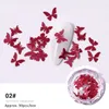 1 boîte 3D papillon ongles paillettes Nail Art flocons tranches bricolage UV Gel accessoires charme manucure décorations 12 couleurs en option