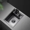 Black Hidden Kitchen Sink Handmade Kitchen Sink with Lid Single Bowl 304 Stainless Steel Kitchen Sink with Folding Faucet 4mm7376317