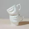 パーソナライズされた3D口のセラミックコーヒーマグホワイトの手作りの磁器ティーミルクカップクリエイティブドリンクウェアママの男性女性のための特別な贈り物210804