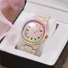Hip Hop Full 1Row Iced Out Herren Luxus Datum Quarz Armbanduhren Edelstahl Uhr Für Frauen Männer Mode Schmuck