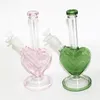 Bangs d'eau en forme de coeur bong en verre plate-forme pétrolière pipes à fumer narguilés avec glissière de tige descendante et bols mâles capteurs de cendres de 14mm